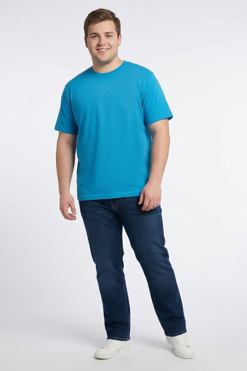 armani Emporio Armani Men Crew Neck Short Sleeve Textured T-Shirt, Blue - Image 4