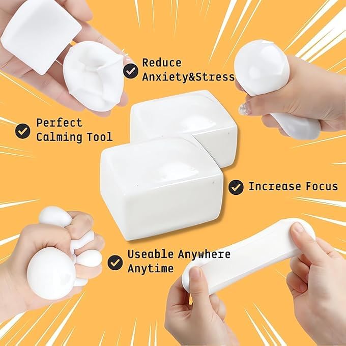 Tazweeq Soft Tofu Stress Ball, Stress and Anxiety Relief Toy, Dough Water Ball (4 Pcs) - Image 3