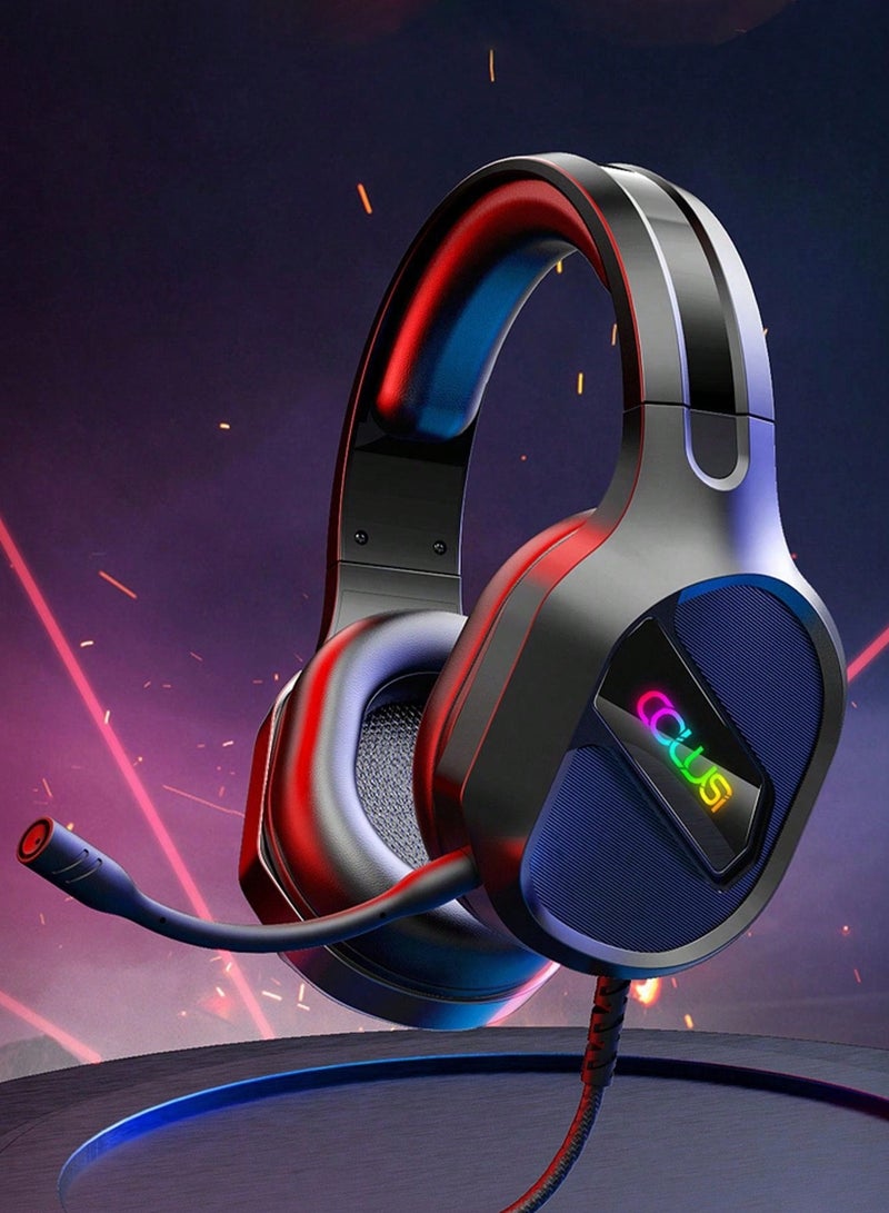 COLUSI CLS-400 RGB Gaming Headset, Wired Over-Ear Headphones with 50mm Drivers, Noise-Cancelling Mic, Surround Stereo Sound, Ultra Comfort Earpads, 3.5mm & Type-C for PC, PS5, Xbox - Image 2