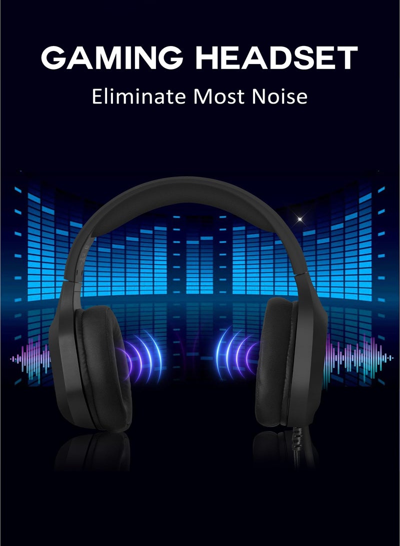 COLUSI CLS-400 RGB Gaming Headset, Wired Over-Ear Headphones with 50mm Drivers, Noise-Cancelling Mic, Surround Stereo Sound, Ultra Comfort Earpads, 3.5mm & Type-C for PC, PS5, Xbox - Image 3