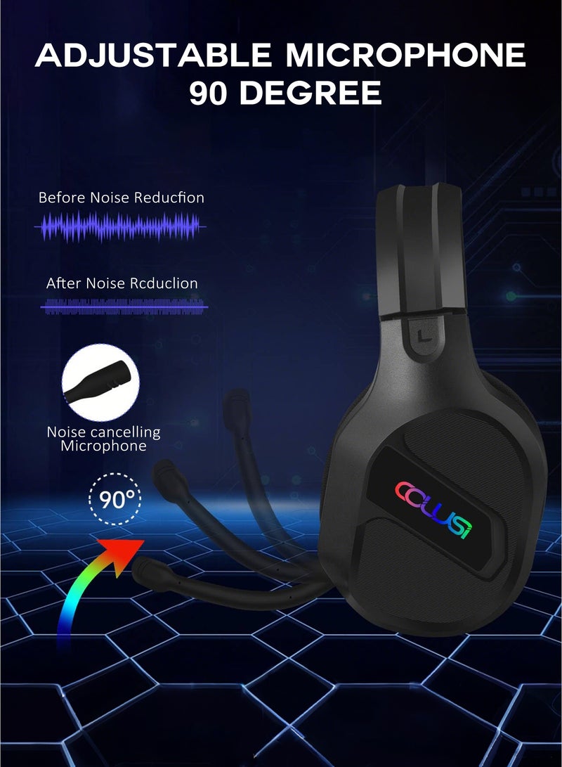 COLUSI CLS-400 RGB Gaming Headset, Wired Over-Ear Headphones with 50mm Drivers, Noise-Cancelling Mic, Surround Stereo Sound, Ultra Comfort Earpads, 3.5mm & Type-C for PC, PS5, Xbox - Image 4