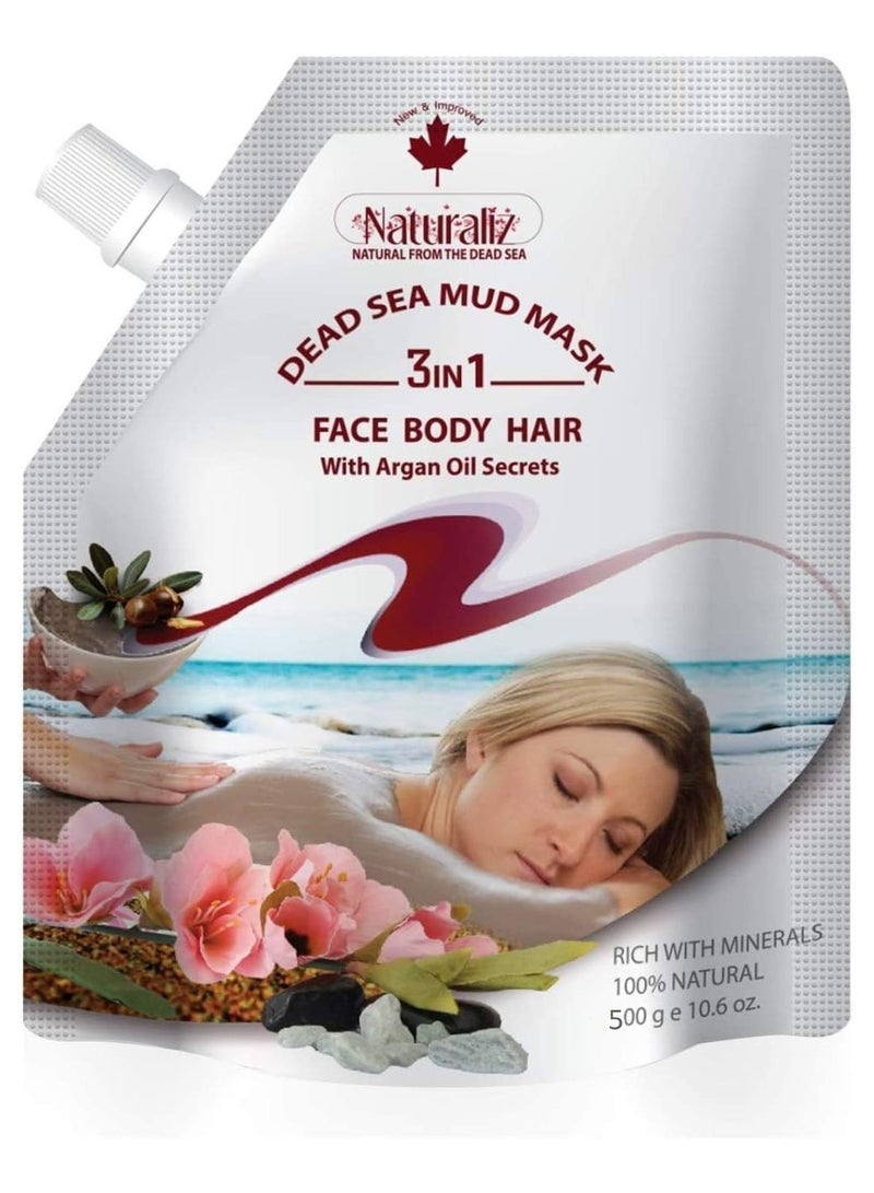 ناتشوراليز قناع طين البحر الميت الطبيعي للجسم بزيت الأرجان 500 جرام - Image 1