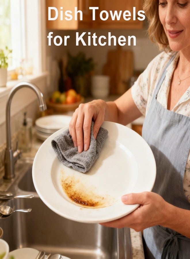 Vevirabe Dish Towels 100% Microfiber, Super Absorbent & Quick Dry Kitchen Towels Kitchen Rags for Washing Drying Dishes, Set of 10 - Image 3