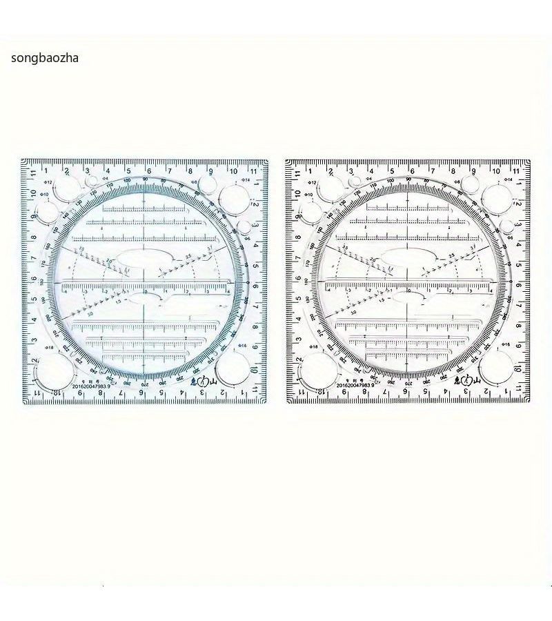 Black 1 Pack Multi Functional Rotatable Drawing Ruler Geometric Measuring Tool Set - Image 4