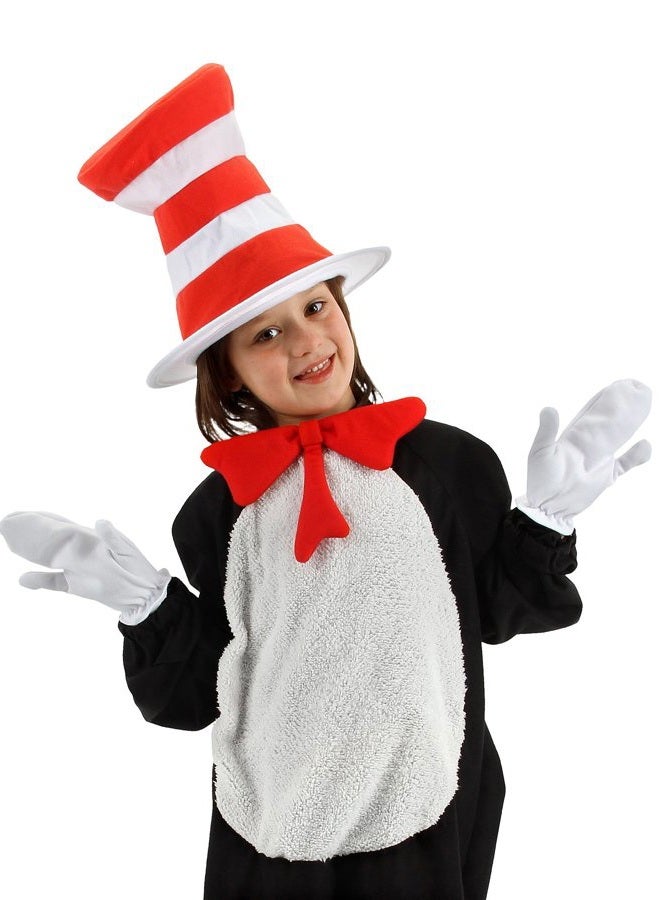 elope Dr. Seuss Cat in The Hat Costume Accessory Kit for Kids Standard Black,White - Image 1