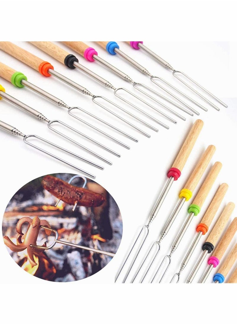Excefore - Marshmallow Roasting Sticks with Wooden Handle and Carrying Pouch Set of 8 - Image 1