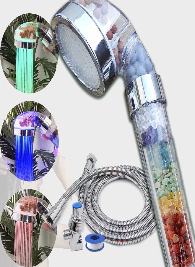 BBJohn Chakra Crystal Shower Head LED Lights. Color Changing. Natural Gemstones. Healing Crystals. Water Purification. Mineral. Ph Balance. Healing Energy. 7 Stones. Water Filtering. Bathroom - Image 1