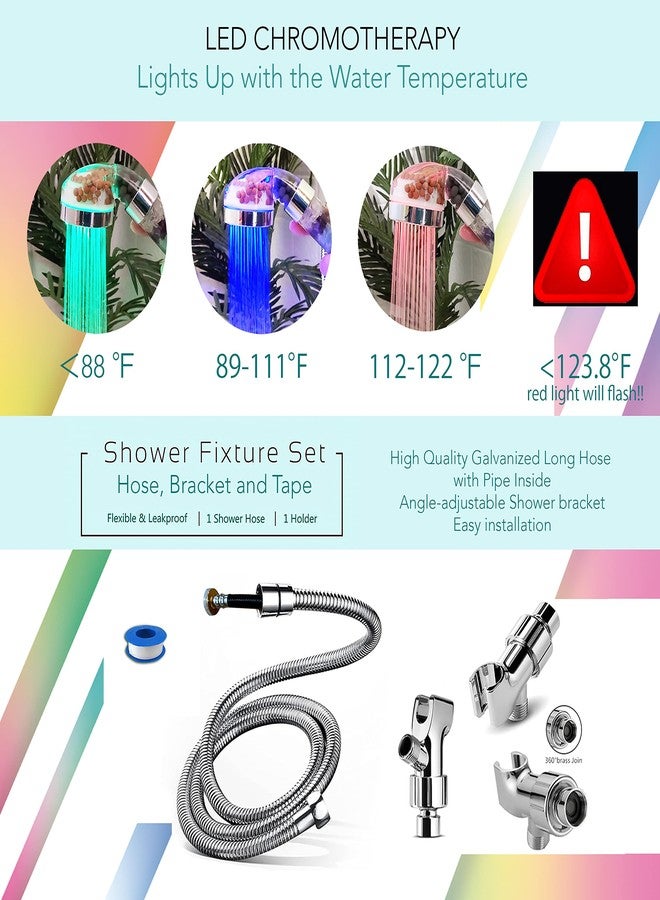 BBJohn Chakra Crystal Shower Head LED Lights. Color Changing. Natural Gemstones. Healing Crystals. Water Purification. Mineral. Ph Balance. Healing Energy. 7 Stones. Water Filtering. Bathroom - Image 2