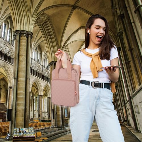 Bunnychill Bible Cover for Women, Bible Case with Handles,Carrying Bible Bag Scripture Case Church Bag Bible Protective with a Zippered Front Pocket & Velcro Back Pocket - Image 2