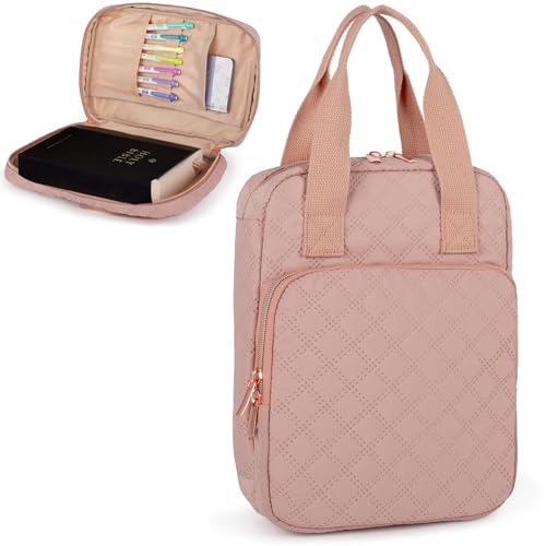 Bunnychill Bible Cover for Women, Bible Case with Handles,Carrying Bible Bag Scripture Case Church Bag Bible Protective with a Zippered Front Pocket & Velcro Back Pocket - Image 1