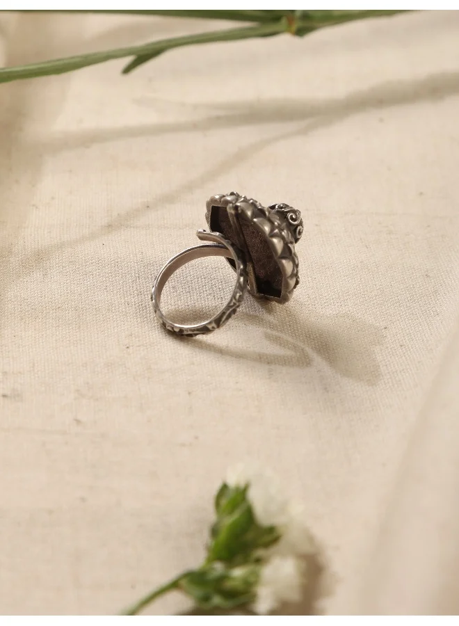 trueBrowns trueBrowns Silver Engraved Ring