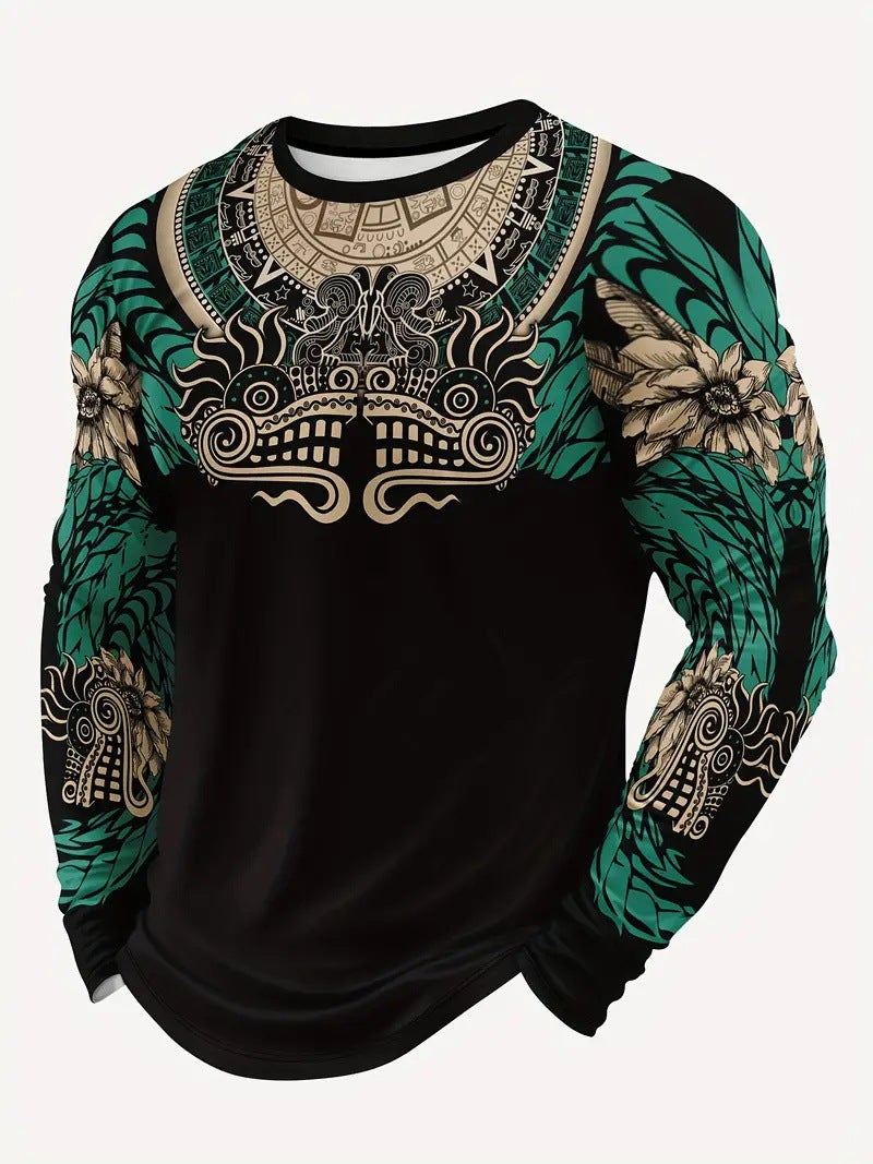 Fashion Personality Long-Sleeved T-Shirt Men'S Casual Handsome Design T-Shirt Me006 - Image 1