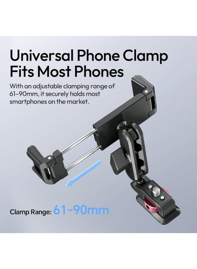 ULANZI MA56 4-in-1 Metal Phone Tripod Mount with Cold Shoe & Arca Swiss Plate, 360° Adjustable Hot Shoe Camera Phone Mount for iPhone, Compact All-in-One Adapter for Smartphone Photography & Video - Image 5