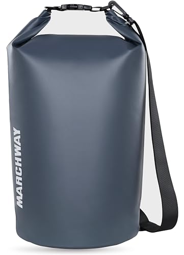 MARCHWAY Floating Waterproof Dry Bag Backpack 5L10L20L30L40L Roll Top Sack Keeps Gear Dry for Kayaking Rafting Boating Swimming Camping Hiking Beach Fishing Grey 5L - Image 1