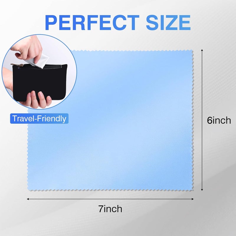 Zeefpod 60-Pack Microfiber Cleaning Cloths for Glasses - 6x7 Inch Premium Lens Cleaning Cloths in Black, Grey, and Light Blue - Image 4