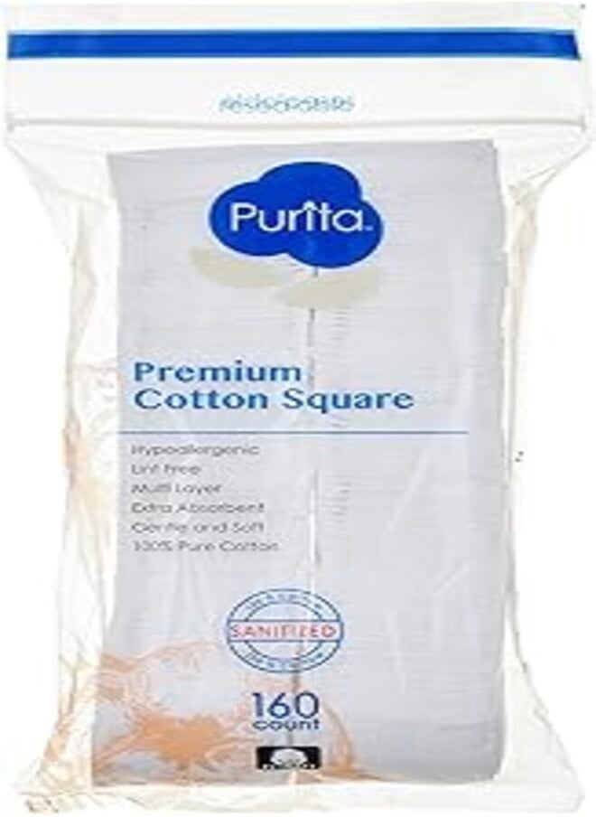 Purita Purita Premium Multipurpose Square Cotton Pads Pack Of 160 Pcs 