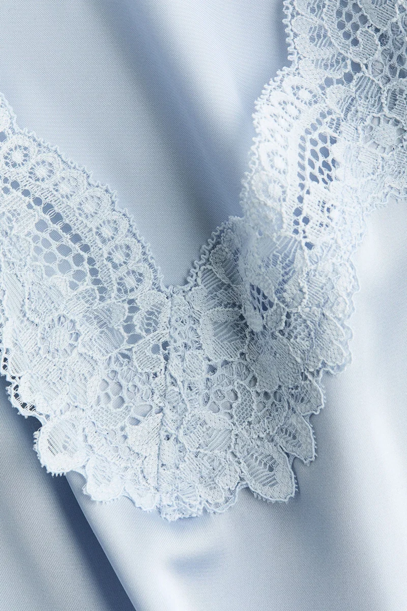 H&M Lace-trimmed satin nightslip