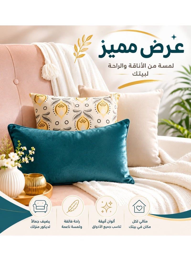 كالدا طقم أغطية خداديات كالدا "إميرالد هارموني" المخملي (3 قطع) – أغطية وسائد ديكورية باللون الأخضر الزمردي ومنقوشة مع سحاب مخفي – أغطية ناعمة لغرفة المعيشة وغرفة النوم - Image 2