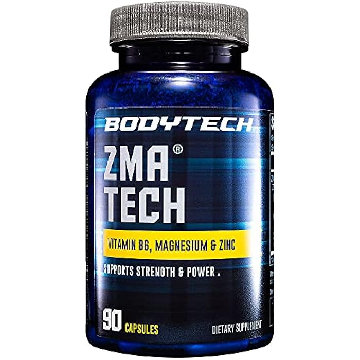 BODYTECH مكمل BodyTech ZMA - زنك، مغنيسيوم وفيتامين B6 - يدعم استعادة العضلات، جودة النوم وصحة المناعة (90 كبسولة) - Image 1