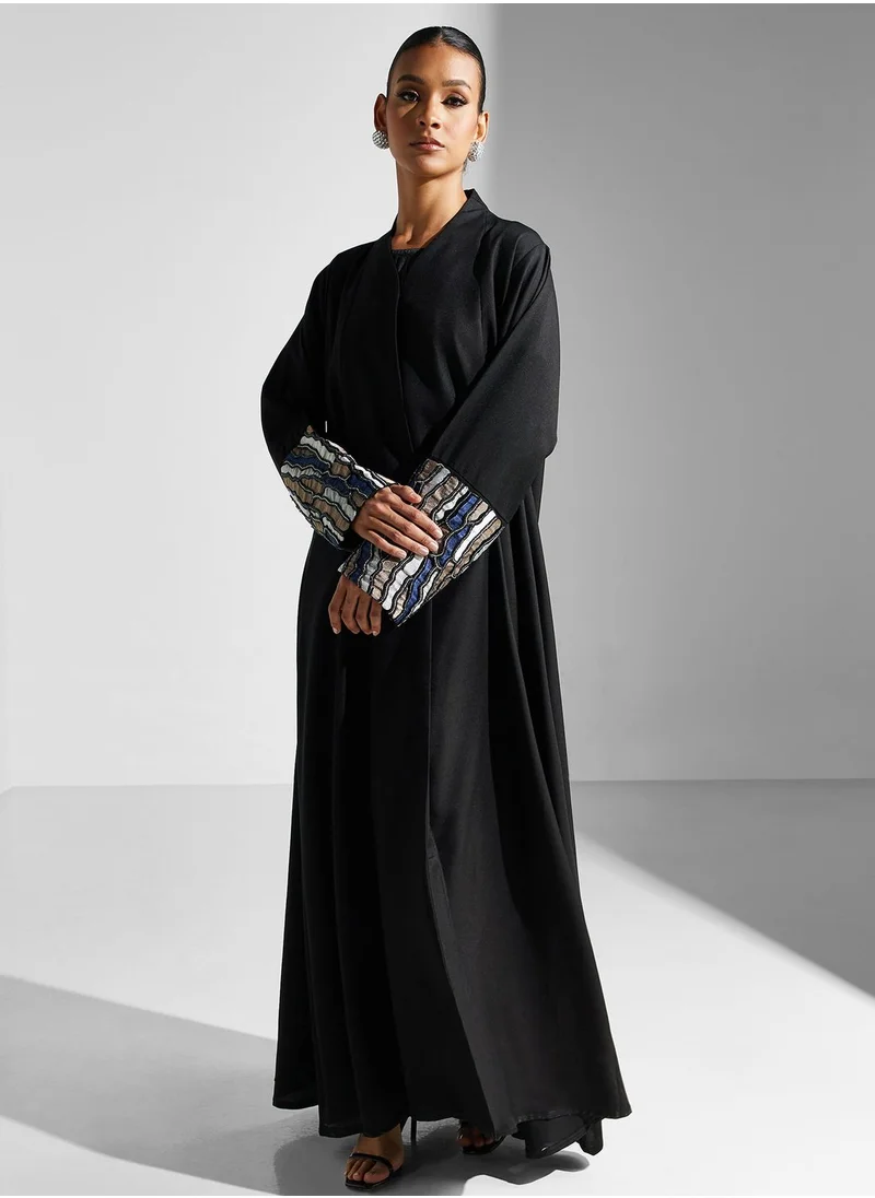hayas closet Embellished Accent Abaya