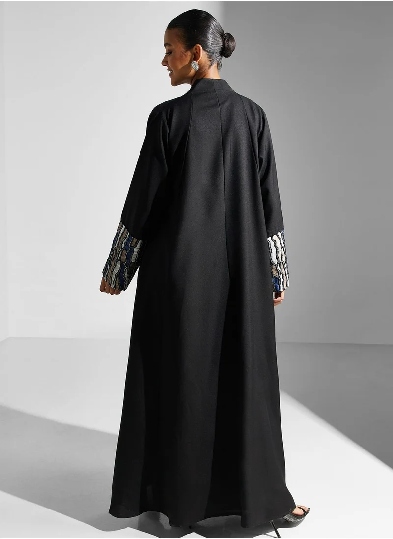 hayas closet Embellished Accent Abaya