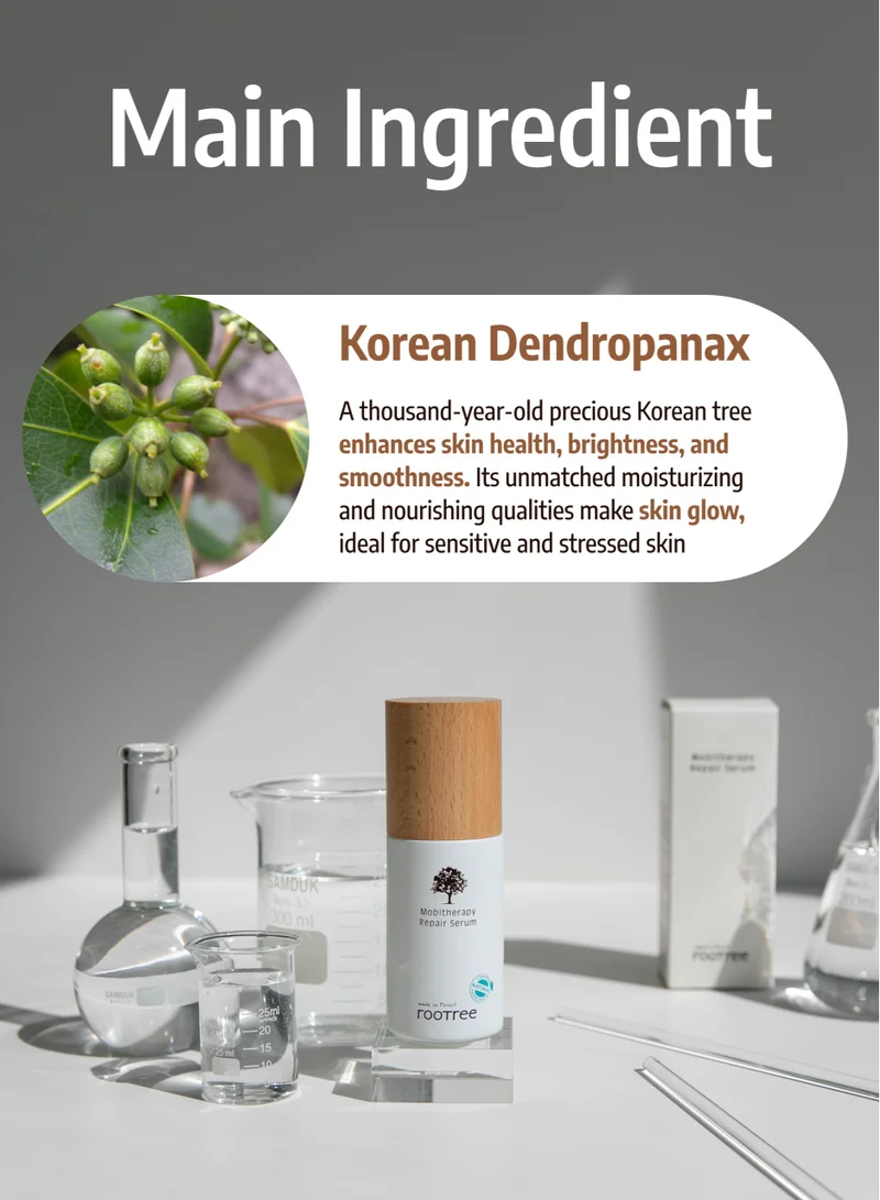 rootree Mobitherapy Repair Serum - Korean Skin Care, Anti Wrinkle & Anti Aging Treatment, Skin Brightening Facial Care with Natural Ingredients