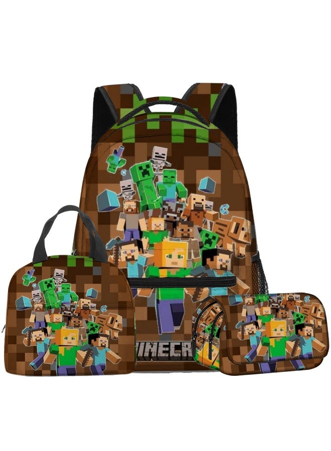 My World New children's school-themed backpack with double pen holders, 3-piece set - Image 1