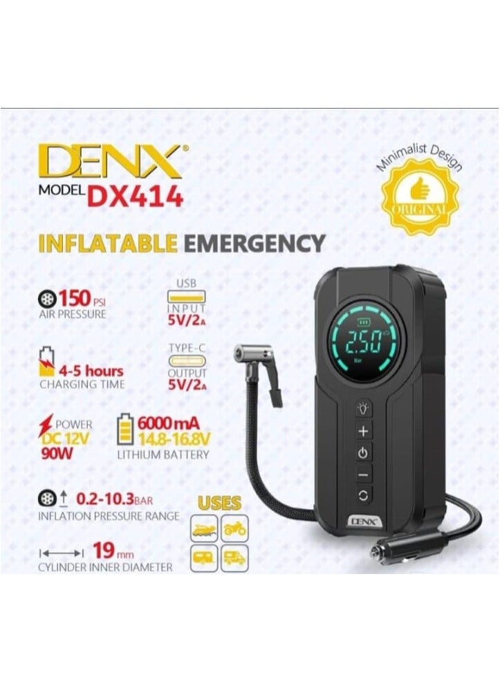 Denx Portable Battery Car Jump Starter 6000mAh Built-In Air Blower - Image 1