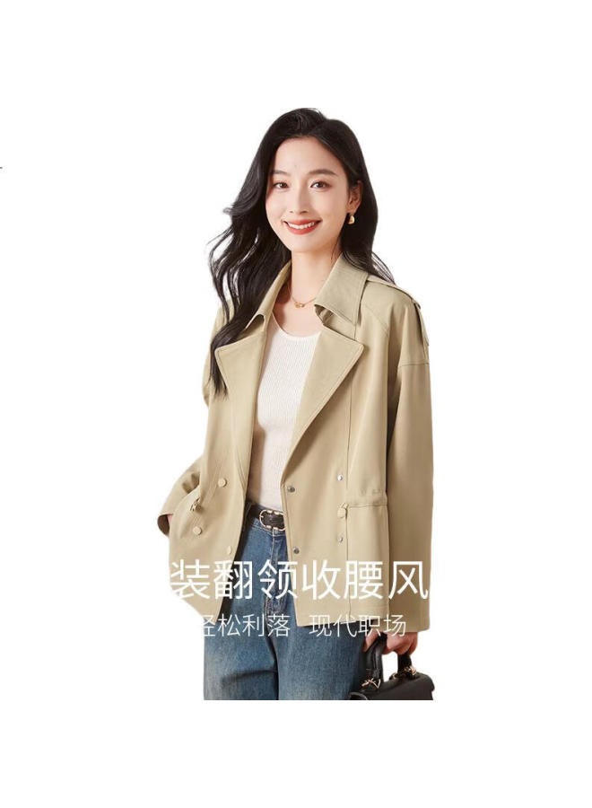 First Application Chushen Spring And Autumn Short Jacket Women'S Fashionable And Elegant Design Lapel Waist-Drawstring Short Trench Coat S13Kf3650 - Image 2