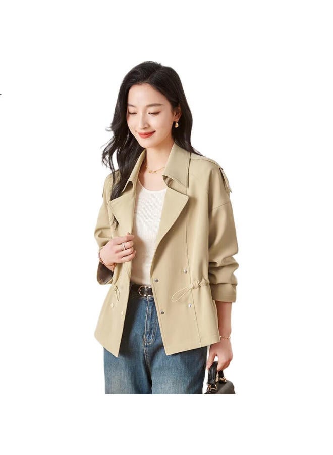 First Application Chushen Spring And Autumn Short Jacket Women'S Fashionable And Elegant Design Lapel Waist-Drawstring Short Trench Coat S13Kf3650 - Image 3
