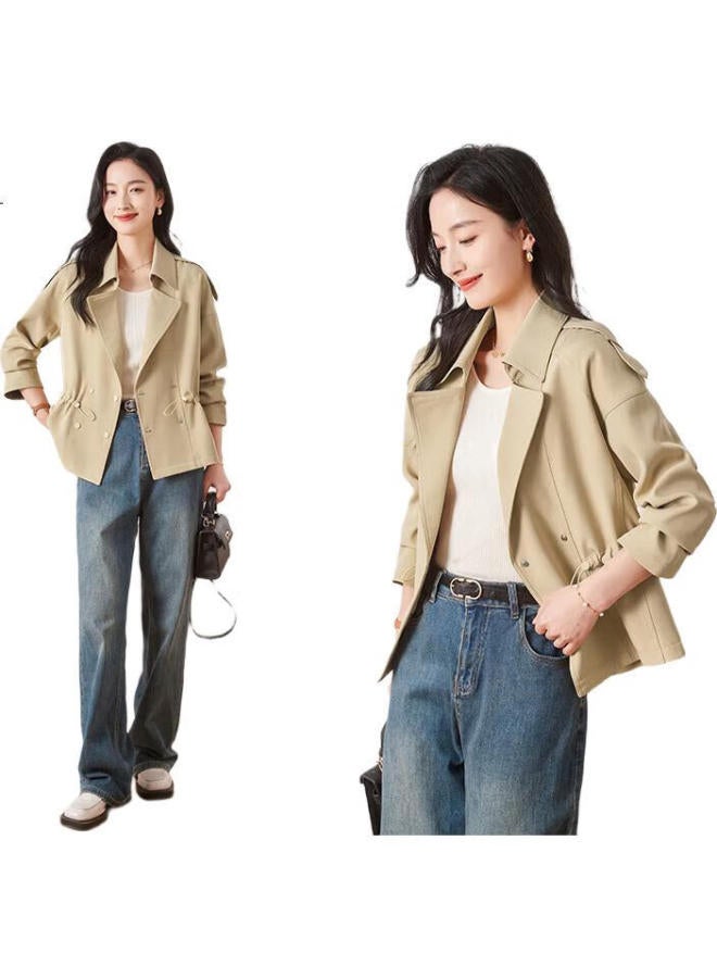 First Application Chushen Spring And Autumn Short Jacket Women'S Fashionable And Elegant Design Lapel Waist-Drawstring Short Trench Coat S13Kf3650 - Image 1