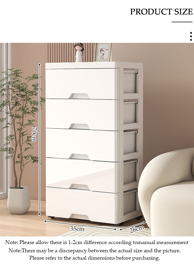DUNISO 5-Layer Storage Cabinet  with Wheels，Environmental Space Saving Dresser Storage Tower,Multifunctional Drawer Plastic Wardrobe，Storage Drawer Units  for Toys，Snacks，Books - Image 2