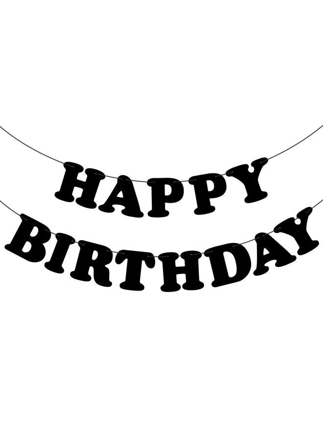 Adecortalk Black Happy Birthday banner sign Happy Birthday Bunting Banner for Wall door decoration Happy Birthday decoration banner for men, women, boys birthday party decoration - Image 1