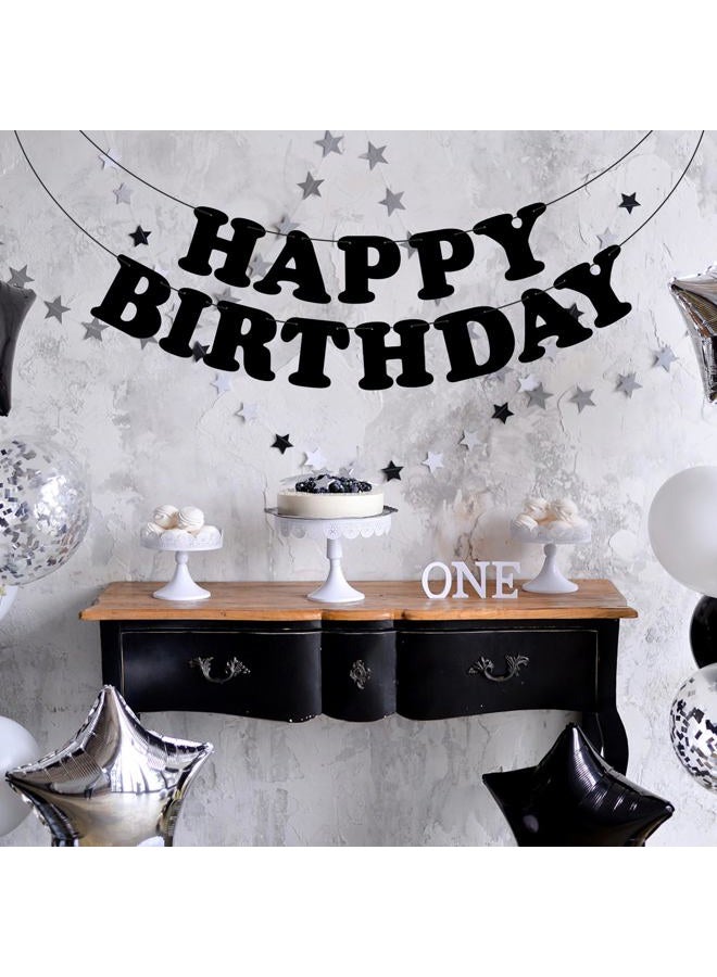 Adecortalk Black Happy Birthday banner sign Happy Birthday Bunting Banner for Wall door decoration Happy Birthday decoration banner for men, women, boys birthday party decoration - Image 4