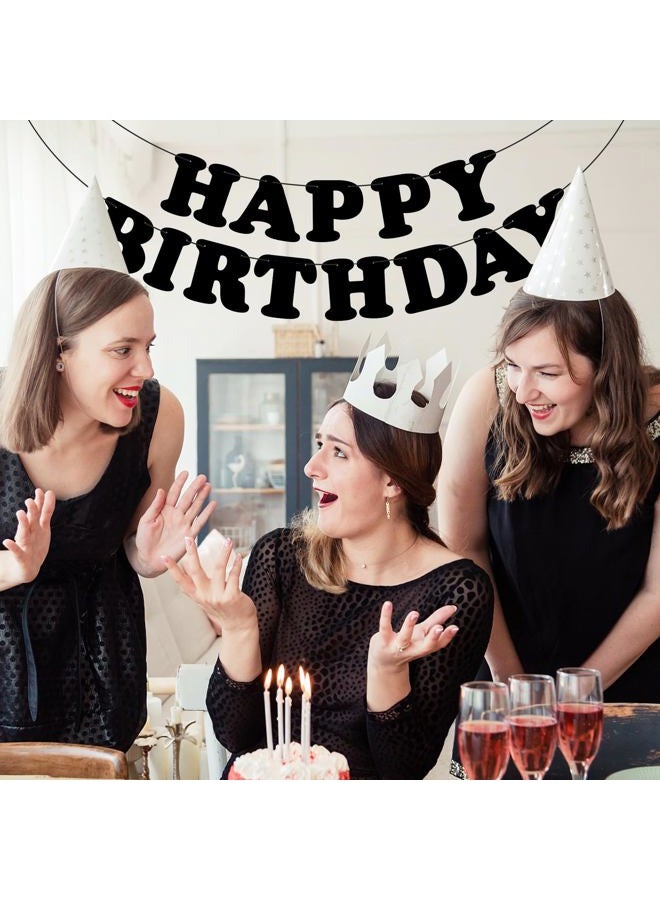 Adecortalk Black Happy Birthday banner sign Happy Birthday Bunting Banner for Wall door decoration Happy Birthday decoration banner for men, women, boys birthday party decoration - Image 5