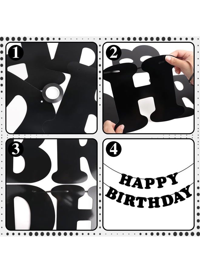 Adecortalk Black Happy Birthday banner sign Happy Birthday Bunting Banner for Wall door decoration Happy Birthday decoration banner for men, women, boys birthday party decoration - Image 3