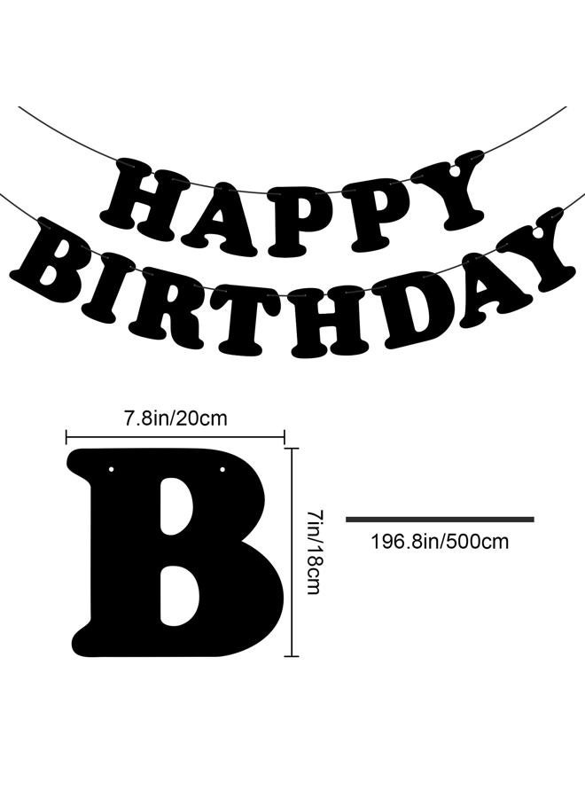 Adecortalk Black Happy Birthday banner sign Happy Birthday Bunting Banner for Wall door decoration Happy Birthday decoration banner for men, women, boys birthday party decoration - Image 2