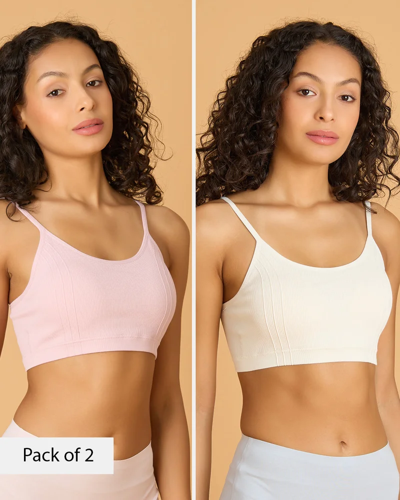 REDTAG Women Green Padded Active Bra Pack of 2