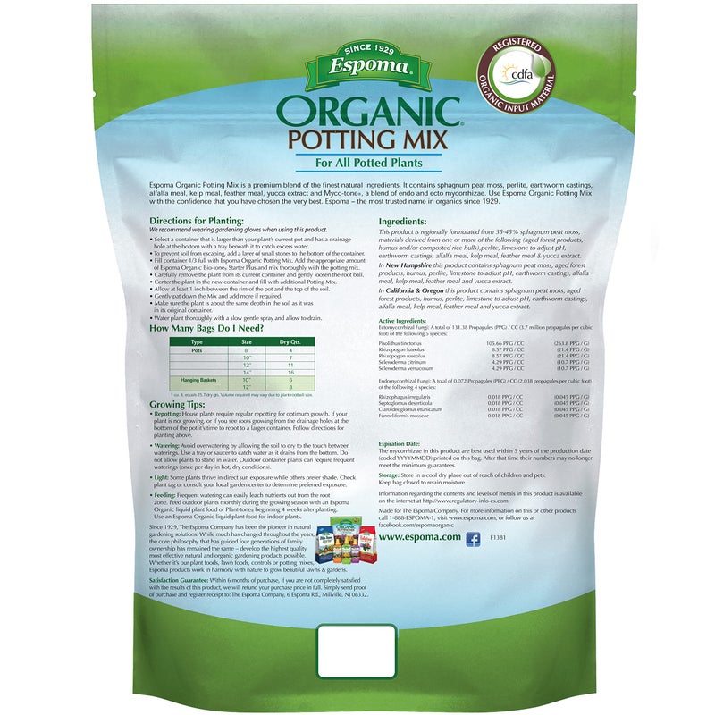 Espoma Organic Potting Soil Mix - All Natural Potting Mix for All Indoor & Outdoor Containers Including Herbs & Vegetables. for Organic Gardening, 4qt. Bag. Pack of 1 - Image 2