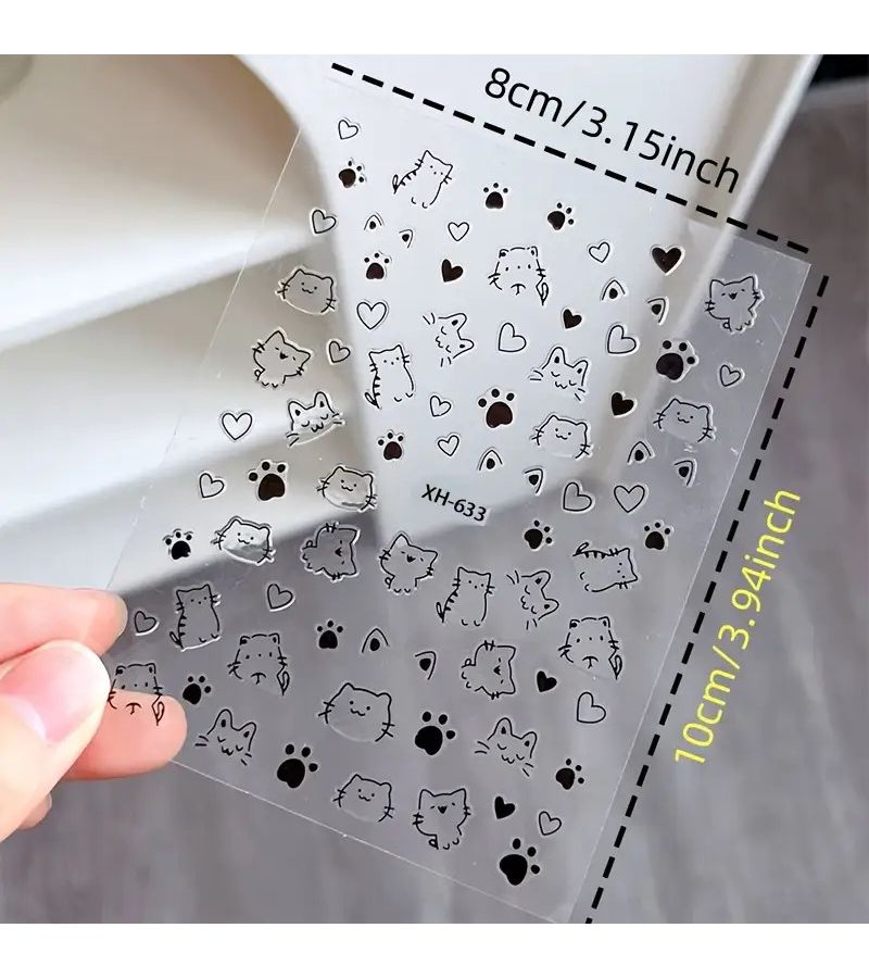 Transparent Cat Paw Heart Stickers Y2K Anime Laptop Decals Easy Apply Durable - Image 1