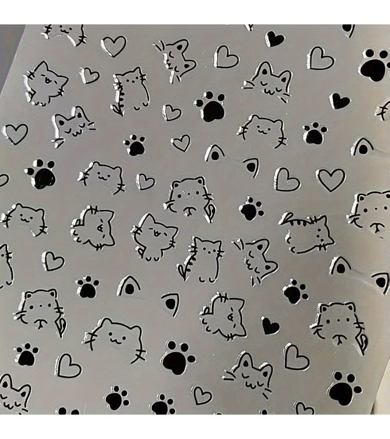 Transparent Cat Paw Heart Stickers Y2K Anime Laptop Decals Easy Apply Durable - Image 3