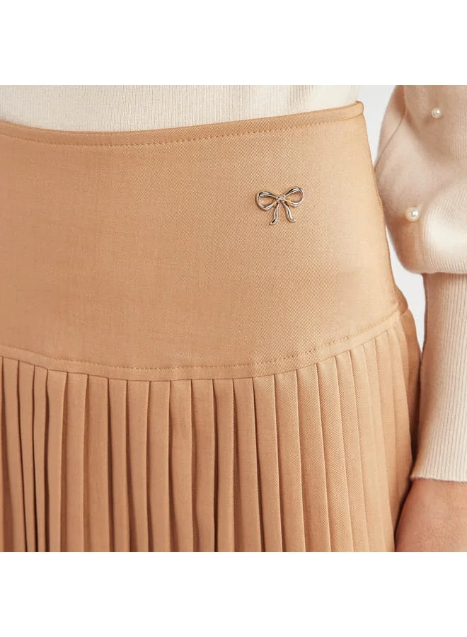 Splash FAV Solid Pleated A-line Mini Skirt with Elasticated Waistband