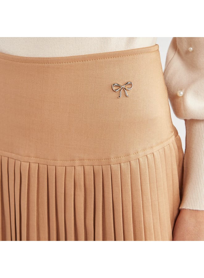 Splash FAV Solid Pleated A-line Mini Skirt with Elasticated Waistband  - Image 4