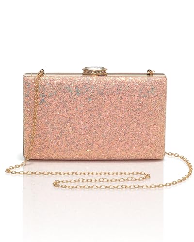 CARIEDO Women's Sparkling Clutch Purse Glitter Evening Bags Bling Handbag for Dance Wedding Party Prom Bride (Pink) - Image 2