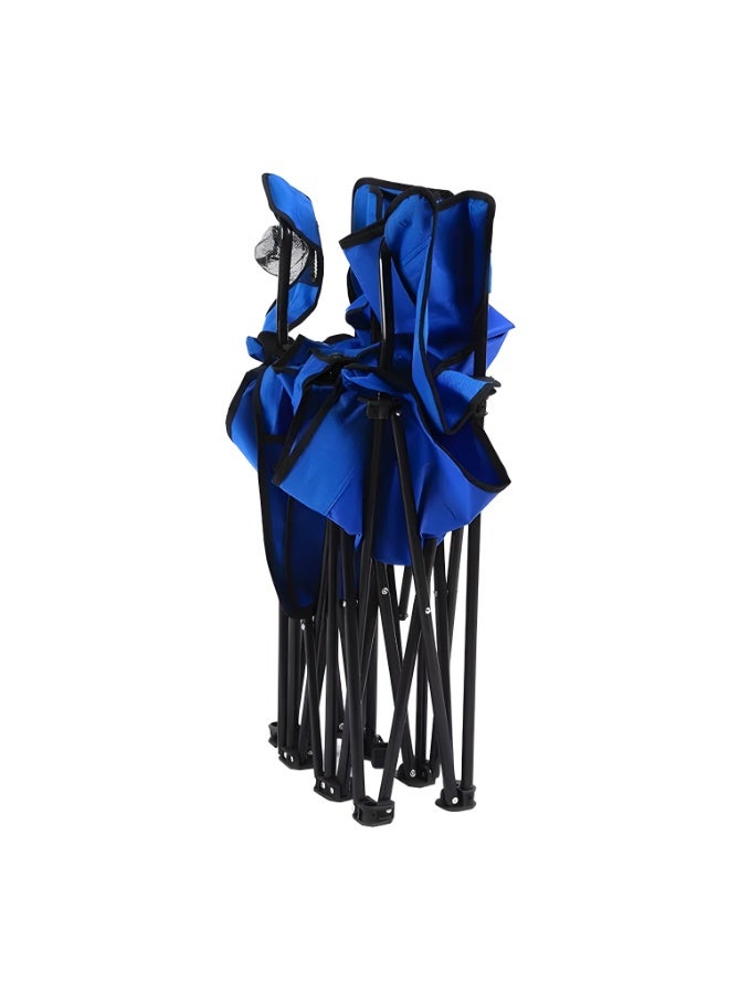 كادي ون كرسي رحلات مزدوج محمول قابل للطي مزود بحامل أكواب و حقيبة أمامية، كرسي تخييم قماشي عالي الجودة بأرجل مانعة للانزلاق، مقعد رحلات خفيف الوزن مع مساند للذراعين مثالي للرحلات - Image 2