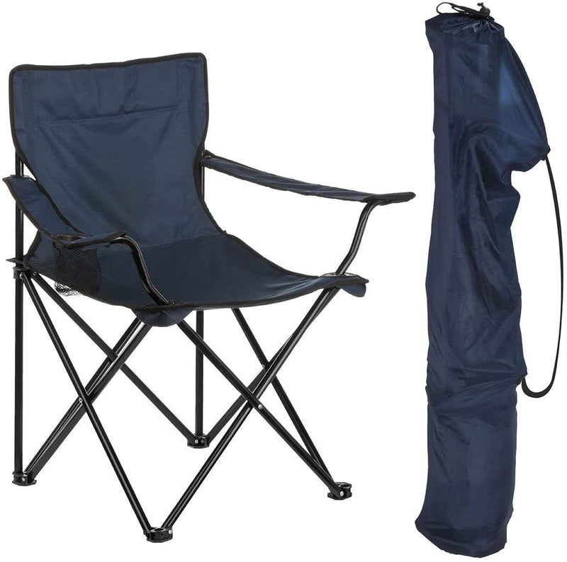 AMULAKH Folding Camping Fishing Chair Lawn Garden Chair Perfect for Adult Portable Outdoor Folding Chair Camping Hiking Fishing Picnic Outdoor Chair Navy Blue Color - Image 1