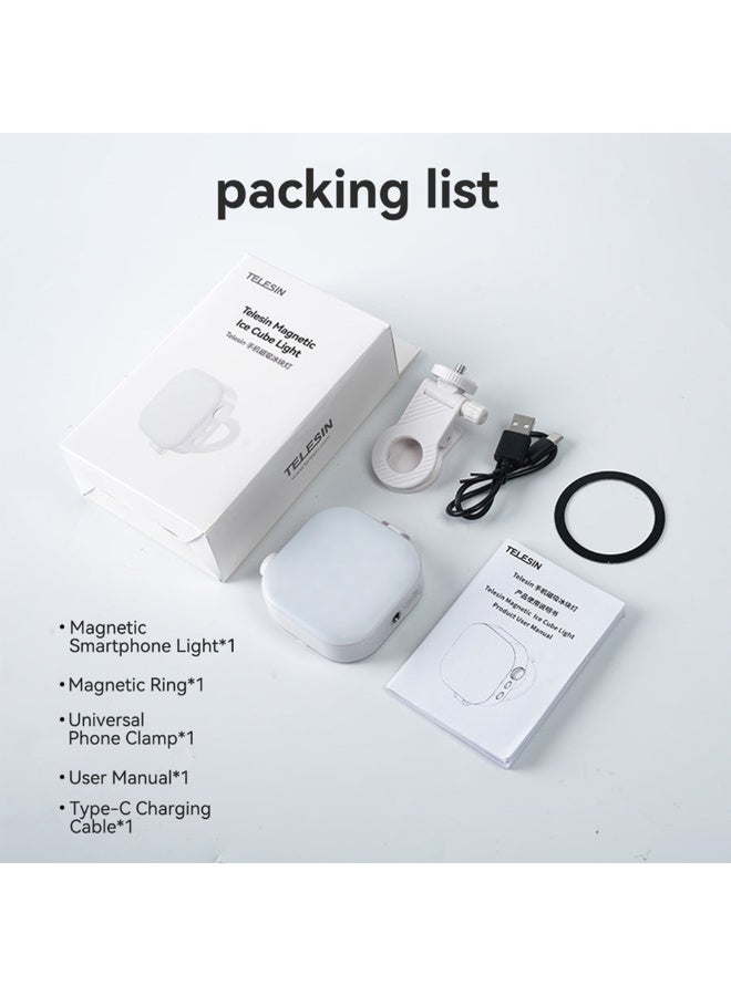 TELESIN ° Magnetic RGB Selfie Light for Photos, 2500K-9000K CRI95+ Video Light, 360° Colour LED Light, 60 Beads, 2000mAh Battery, Compatible with iPhone/Android/Laptop(Includes Holder) - Image 4