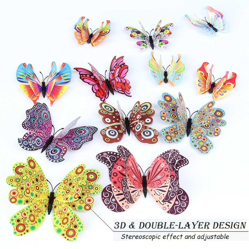 OPSEAM Butterfly Wall Decor 24/48 PCS, 3D Butterflies Stickers for Party Decorations with Magnets (Circl, 24) - Image 2