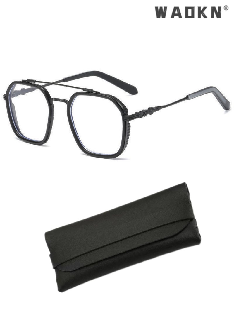 WAOKN Blue Light Blocking Glasses Blue Light Filter Computer Reading Gaming TV Phones Square Eyeglasses Fashion Anti Eyestrain Headache Eyewear for Women Men,Blue Light Filter Eyewear for Women Men Anti TV Phone Glare Eyeglasses ﻿  - Image 1