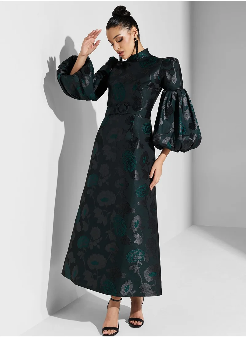 Threadz by Ajooni Textured Embossed Jacquard Dress